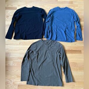 Lot of 3 - Mens MUJI Tees Long-Sleeve T-shirts Small 100% Cotton